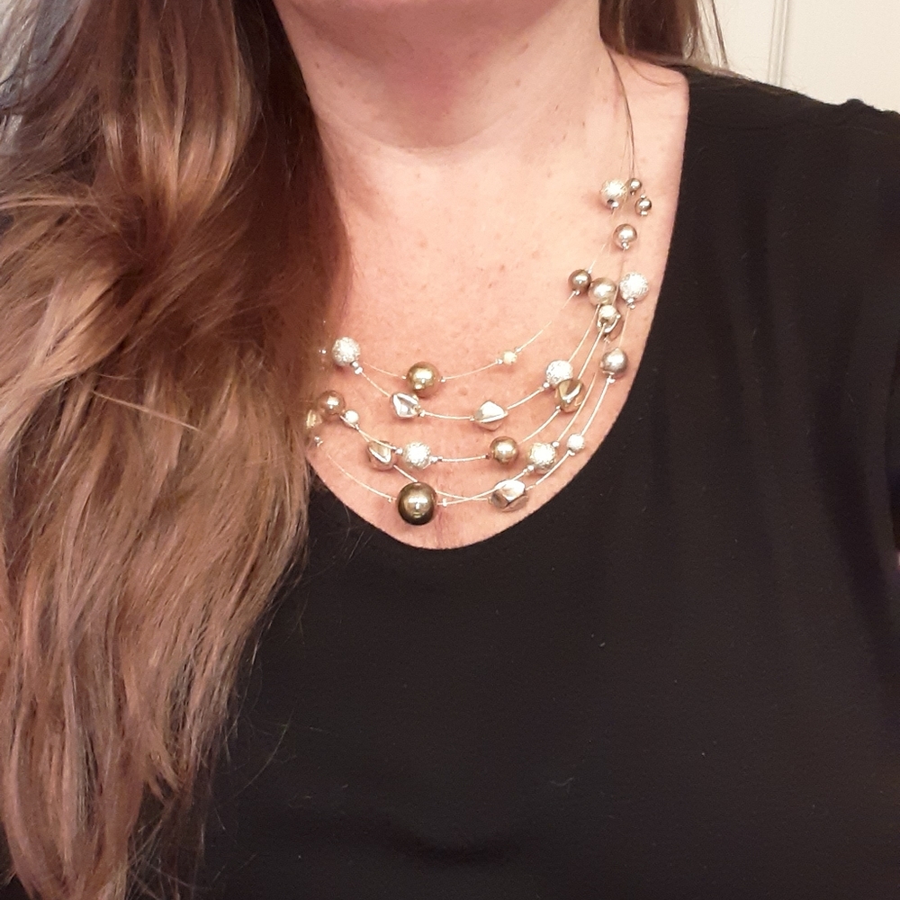 Silver and gold bead necklace